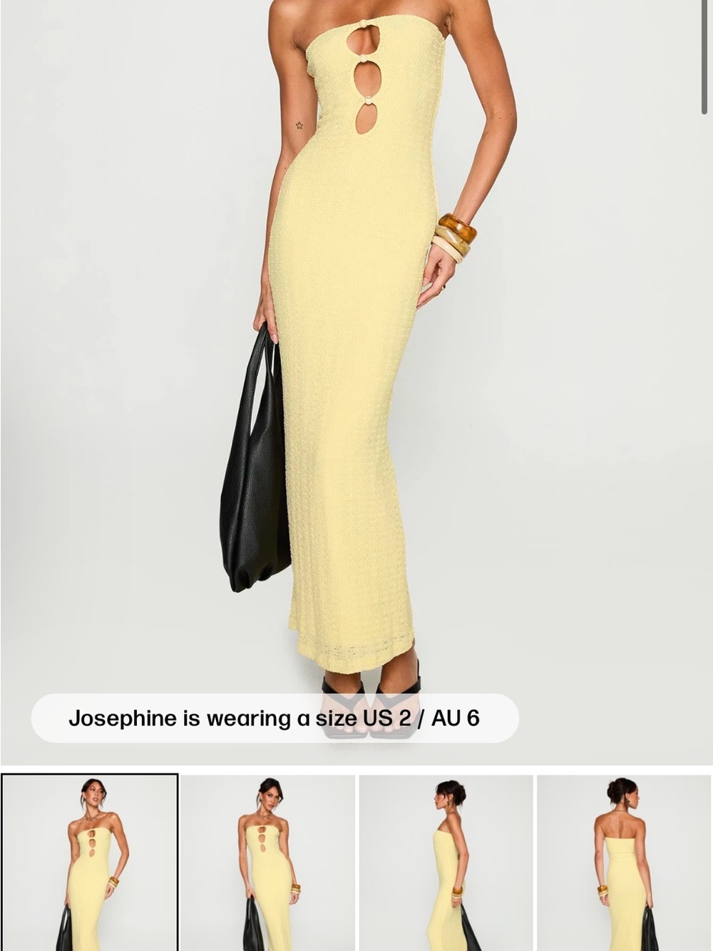 Princess Polly Strapless Cutout Maxi Dress in Pale Yellow